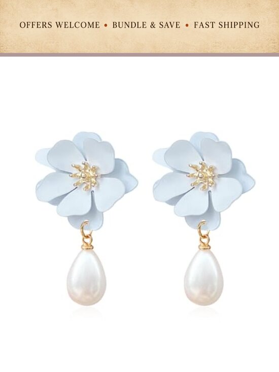 Jewelry - Bohemian Flower Stud Earrings Gold Tone Alloy Floral Petal Jewelry for Women